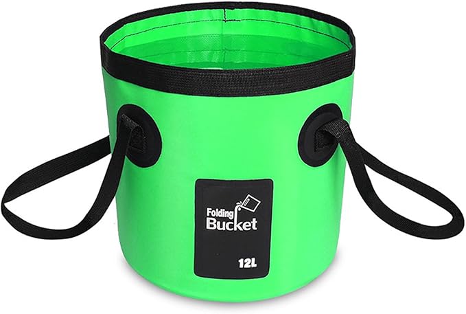 BANCHELLE Collapsible Bucket Water Container Portable Folding Camp Wash Basin for Outdoor Traveling Hiking Fishing Car Washing Gardening Camping (Green, 12L)-NeatNest