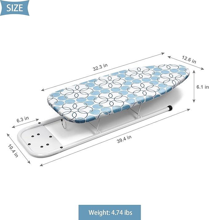 Duwee 12"×32" Table Top Ironing Board with Iron Rest,Small Ironing Board with Heat Resistant Cover,Thicken Felt Padding,Non-Slip Feet for Home, Laundry Rooms, Dorms