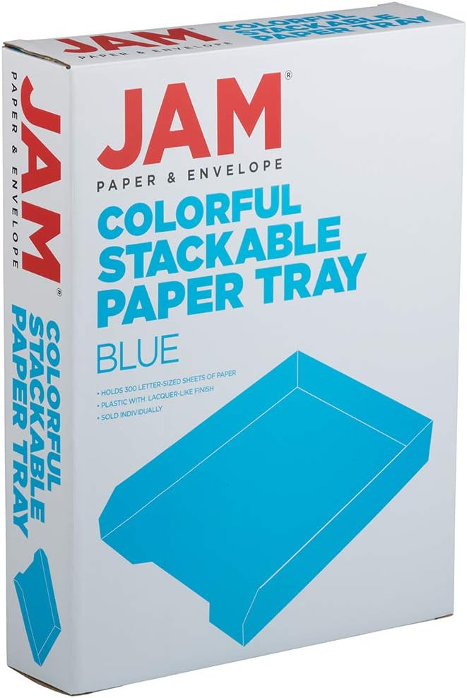 JAM PAPER Stackable Paper Trays - Blue - Desktop Document, Letter, & File Organizer Tray - Sold Individually-NeatNest