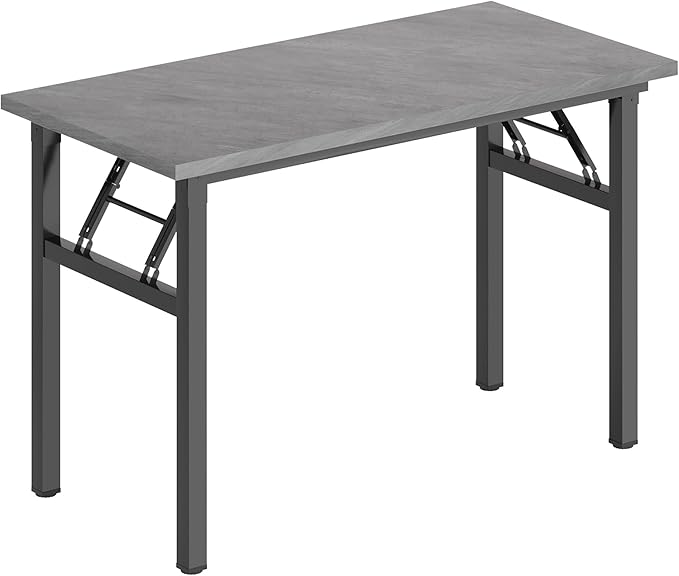 DlandHome Folding Desk Small Desk 31.5 inches Small Computer Desk for Home Office Folding Table Writing Table for Small Spaces No Assembly Required Grey & Black Frame-NeatNest
