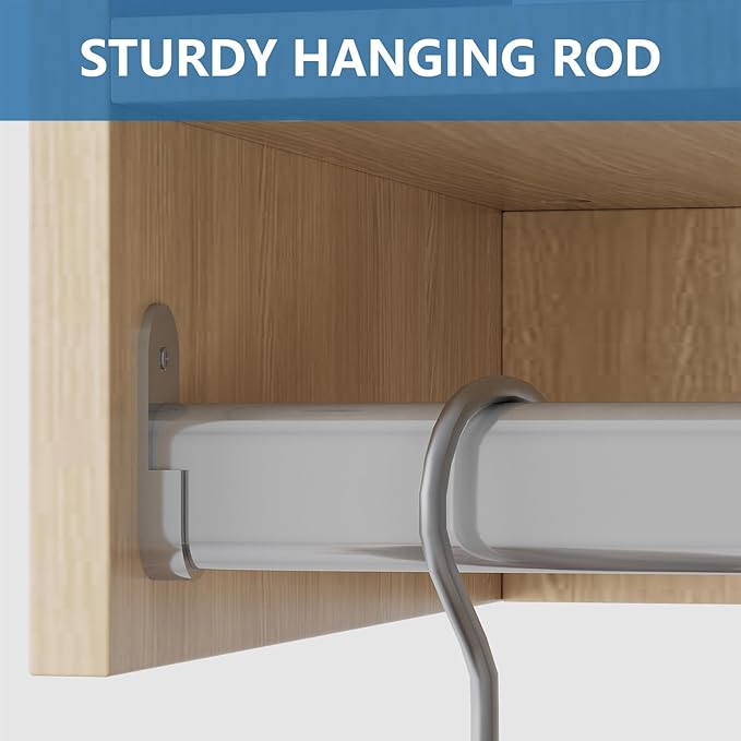 Double Hanging Closet Unit, Modular System Organizer With Storage for Walk-In Closets, Clothing Rack Wardrobe for Hanging Clothes, Bedroom, Wood, 31.5"W