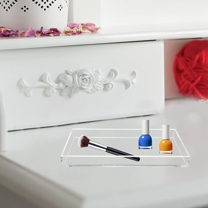 Bigfety Acrylic Vanity Tray for Organizing, Clear Bathroom Trays for Counter, Desk, Dresser-NeatNest