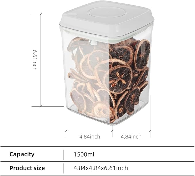 Ankou Food Airtight Containers (1500ml) 1.5 Qt Pop Up Food Formula Container With Lids, Bpa-Free One Button Open Stackable Container for Coffee Tea Brown Sugar Cereals - 8 Labels - Clear-NeatNest