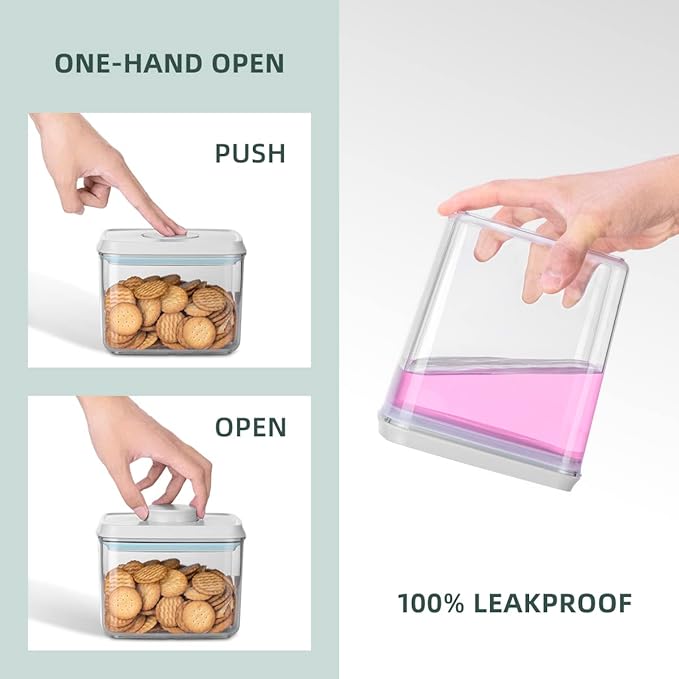 12 Pcs Pop Airtight Food Storage Containers with Lids for Kitchen Pantry Organization Stackable Cereal Snacks Flour Sugar Coffee Spaghetti (1.2, 2.0, 2.7, 3.3qt)*3-NeatNest