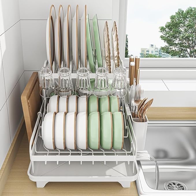 Dish Drying Rack Kitchen Dish Draining Rack 2 Tier Large Capacity for Kitchen Counter