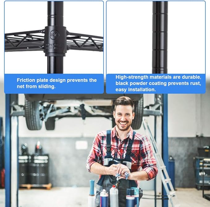 BestOffice NSF Wire Shelving Unit 6-Shelf Large Storage Shelves Heavy Duty Metal Wire Rack Height Adjustable Commercial Grade Utility Storage Rack on 4" Casters 6000LB Capacity 18x48x76,Black-NeatNest