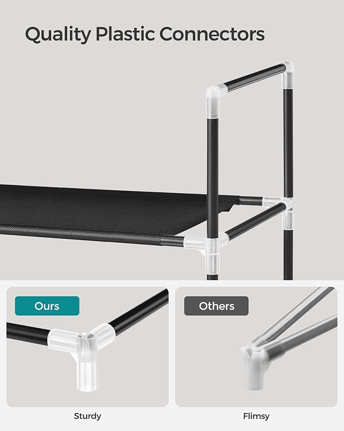 SONGMICS 10-Tier Shoe Rack, Shoe Storage for Hallway Closet, Slim and Space-Saving, Metal Frame, Non-Woven Fabric Shelves, Black ULSH11H-NeatNest