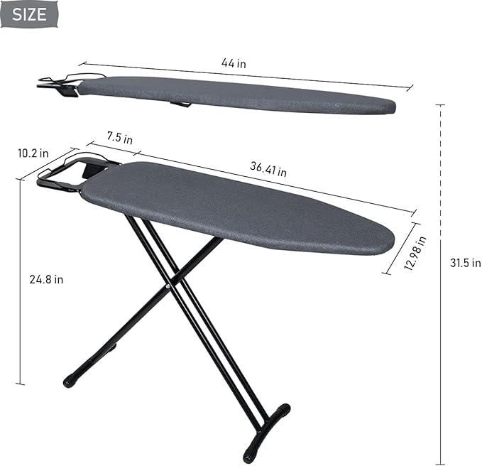 Duwee 12"x36" Ironing Board with Heat Resistant Cover and Thicken Felt Pad, Heavy Sturdy Legs