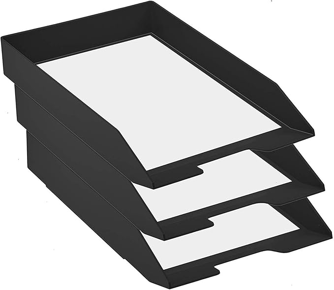 Acrimet Stackable Letter Tray Front Load, Letter Size, Plastic, Black Color, 1 Unit-NeatNest