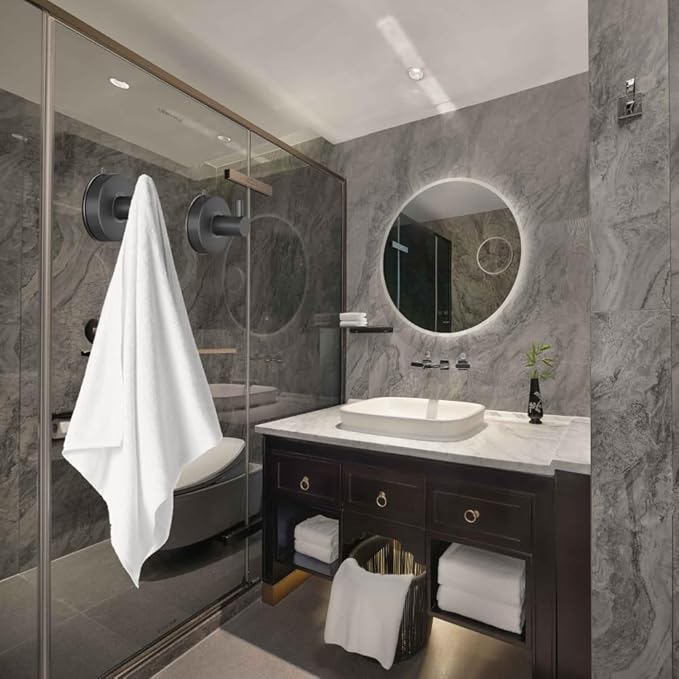 DGYB Suction Cup Hooks - Set of 2 Towel Hooks for Bathrooms - SUS 304 Stainless Steel - Grey - 15 Lb Capacity-NeatNest