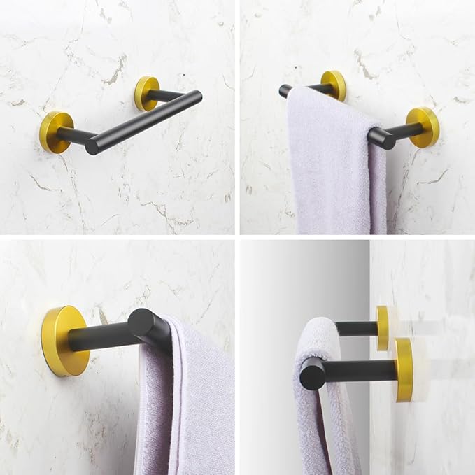 9-Inch Towel Bar SUS 304 Stainless Steel Towel Rack Wall Mounted Towel Rail Towel Rod for Bathroom Modern Style Black & Gold