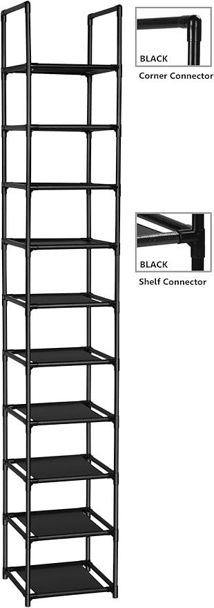 FIDUCIAL HOME 10 Tiers Shoe Rack Space Saving Vertical Single Pairs Sturdy Shoe Shelf Storage Organizer-NeatNest