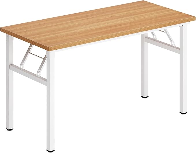 DlandHome 47 inches Folding Table Computer Desk Portable ActivityTable Conference Table Home Office Desk, Fully Assembled Teak and White DND-ND5-120TW-NeatNest