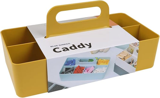BLUE GINKGO Stackable Organizer Caddy – Korean-Made Portable Tote for Bathroom, Office, Crafts, or School Supplies (Long Rectangle, Yellow)-NeatNest