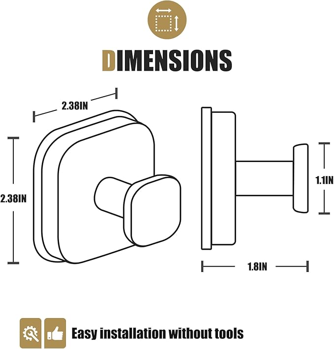 BKV Suction Cup Hooks for Shower,Heavy Duty Shower Hooks for Bathroom Wall,Glass Windows,Smooth Doors to Hang Towels,Robes,Coat,Reusable Suction Cup Wreath Hanger for Christmas Wreaths-Gold(2 Pack)-NeatNest