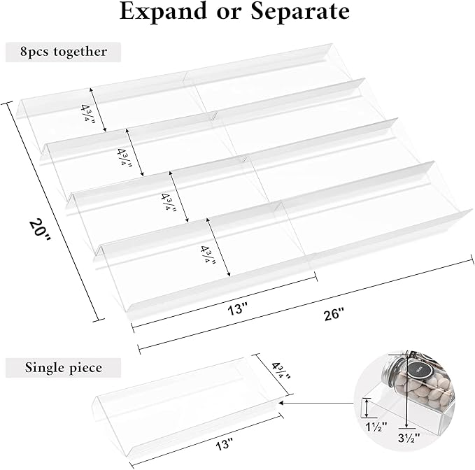 Acrylic Spice Rack Tray - Spice Drawer Organizer for Kitchen Cabinets Storage and Organization (Jars Not Included)-NeatNest