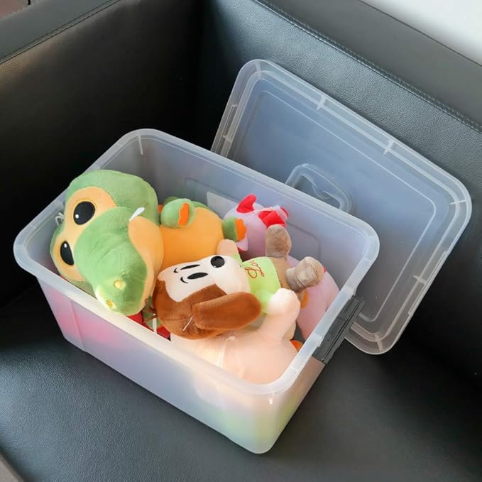 Begale 17.5 Quart Plastic Large Storage Container, Clear Latch Bin with Handle and Lid, 4-Pack-NeatNest