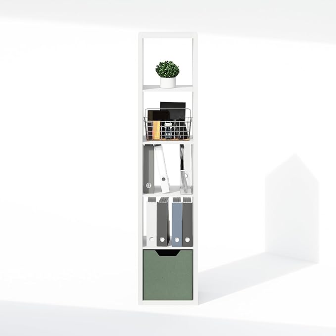 Furinno Cubic Open Back Multipurpose Clothing & Closet Storage Organizer Shelf, 5-Cube, White