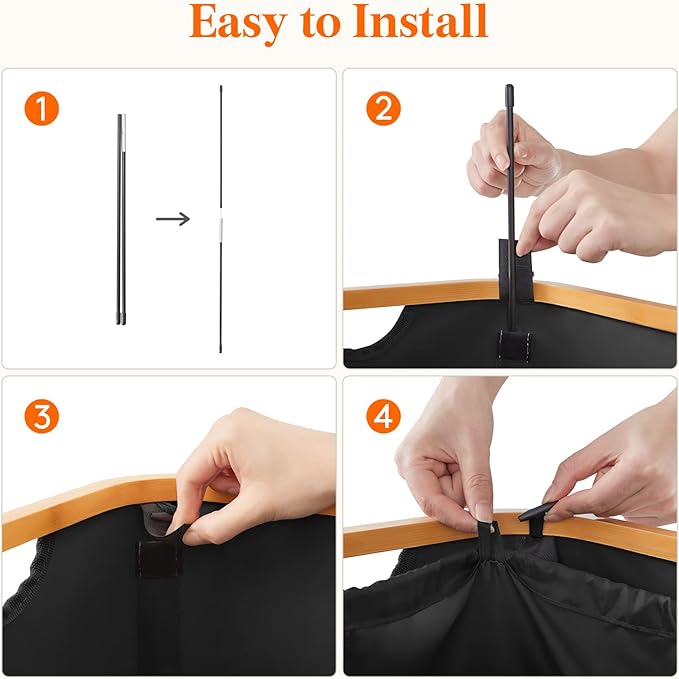 Lifewit 100L Laundry Basket with Lid, Clothes Hampers for Laundry with Bamboo Handles and A Removable Laundry Bag, Large Foldable Laundry Hamper for Bedroom, Bathroom, Dorm, Black, 2 Pack-NeatNest