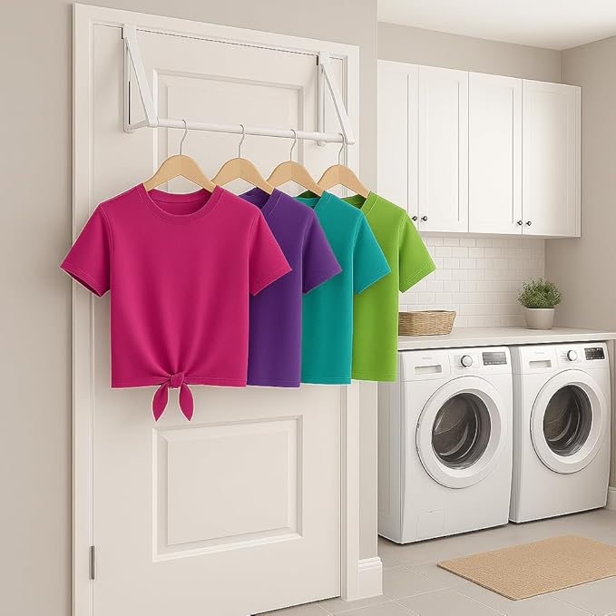 HOLDN’ STORAGE Over The Door Hanger Foldable - Over The Door Rack for Hanging Towels, Coats & Clothes - Over The Door Hanger Hooks for Bedroom, Washroom and Office.