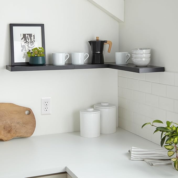 BAYKA Floating Shelves for Wall, Wall Mounted Rustic Wood Shelves for Bathroom, Bedroom, Living Room, Kitchen, Hanging Shelf for Books/Storage/Room Decor with 22lbs Capacity (Black, Set of 3, 15.7in)-NeatNest