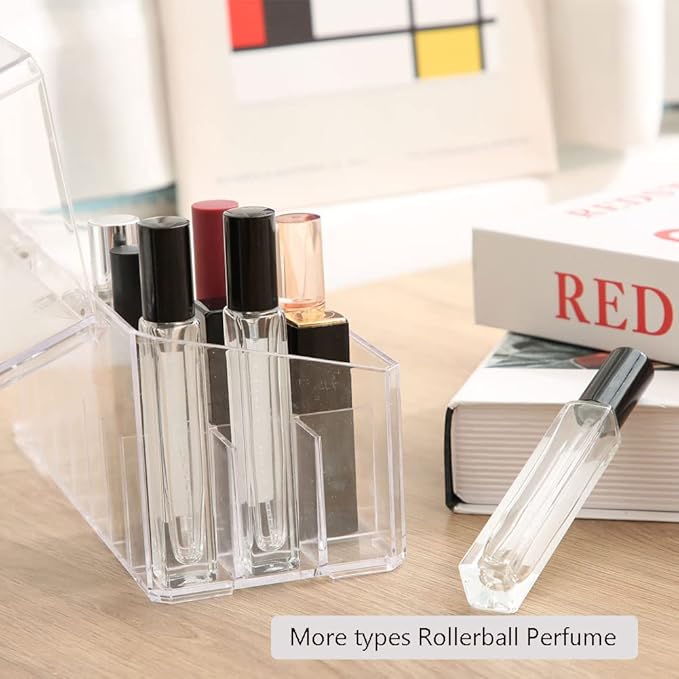 Acrylic Rollerball Perfume Organizer Beauty Scent Holder with 24 Grids Organization Container Storage for mini perfume/mini spray collection display- Clear-NeatNest
