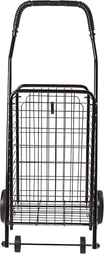 DMI Utility Cart with Wheels to be used for Shopping, Grocery, Laundry and Stair Climber Cart, Weighs 7.5 Pounds but holds up to 90 Pounds, Compact and Foldable, Black-NeatNest