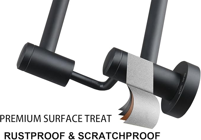 TocTen Double Bath Towel Bar - Thicken SUS304 Stainless Steel Towel Rack for Bathroom, Bathroom Accessories Double Towel Rod Heavy Duty Wall Mounted Towel Holder (Matte Black, 16 in)