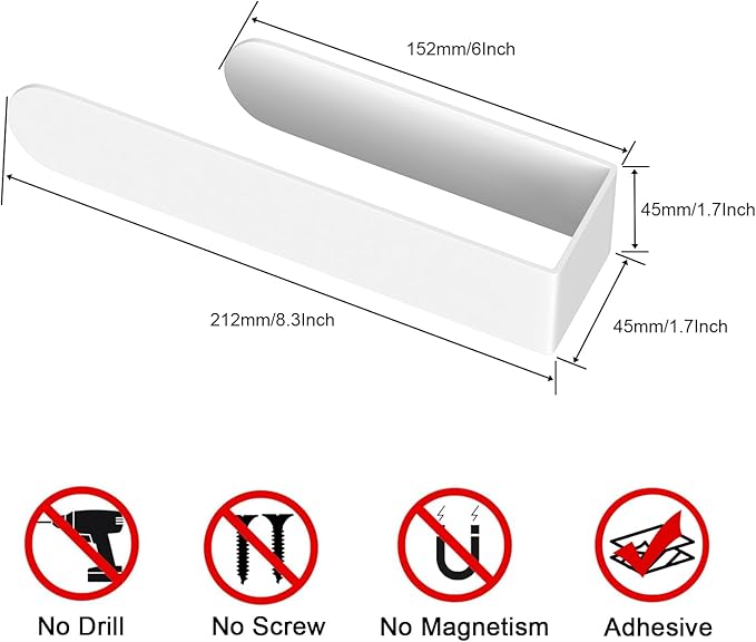 HUFEEOH 2 Pack Adhesive Hand Towel Holder, Kitchen Towel Rack Towel Bars Wall Mounted, Stainless Steel Bath Towel Hanger for Bathroom Hotel Kitchen (White, 8 Inch(2PC))