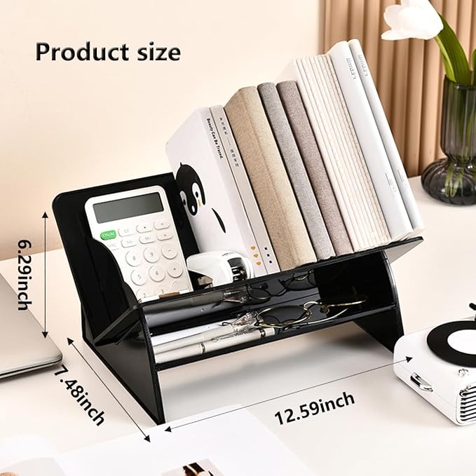 Acrylic Desktop Bookshelf, Detachable Bookcase, Clear Book Organizer, Book/CD/Magazine Rack for Office/Study Room Library/Home-NeatNest