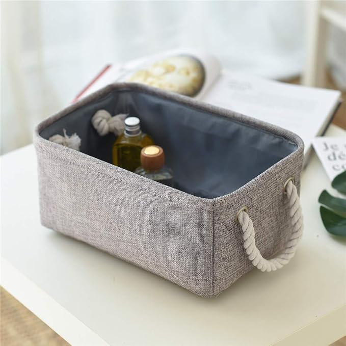 TheWarmHome Storage Bins Basket - Storage Baskets for Organizing Shelves,Home Closet Organizer for Book Shelf Organization,Fabric Storage Cubes,Medium Decorative Grey Basket Gift-NeatNest