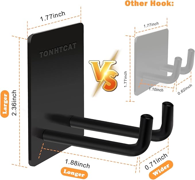 Adhesive Hooks, Stick on Stainless Steel Towel Robe Razor Wall Hooks for Bathroom Kitchen, Sticky Heavy Duty Durable Shower Hangers for Hanging Hat Coat Key 6-Pack (Black)