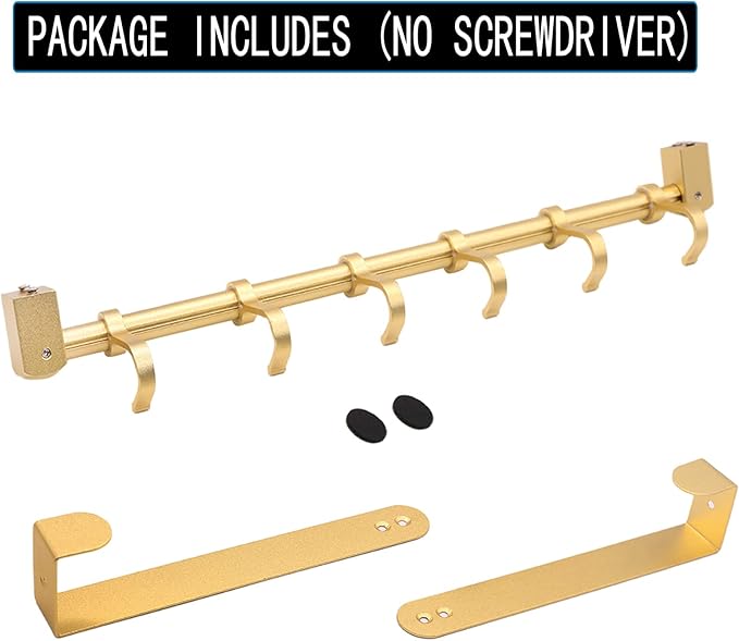 Over The Door Hooks Door Hanger, Moving 6-Hooks Over Door Coat Rack for Hanging, Aluminum Heavy Duty Door Organizer for Towel Robe Hat Bag, Behind Back of Door Bathroom (Gold)