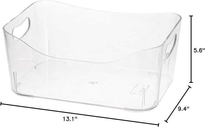 YBM HOME Storage Bins - Open Plastic Organizers and Storage Basket for Kitchen Pantry Organization, Under Sink Bathroom Storage, Toy Baskets, Food Storage Box Containers (Small - Clear 2 Packs)
