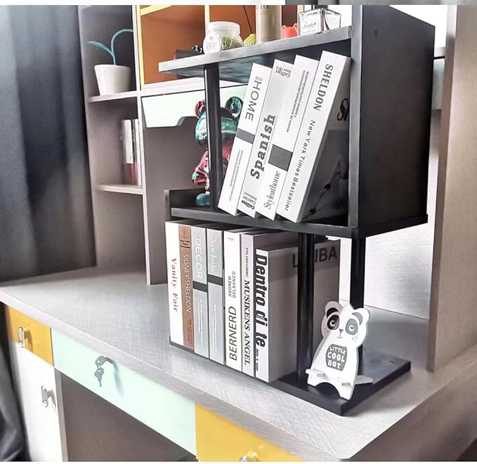 Desk Shelf for Top of Desk, Mini Cute Office Desk Desktop Storage Bookshelf White Versatility Organizers for Women, Kids-NeatNest