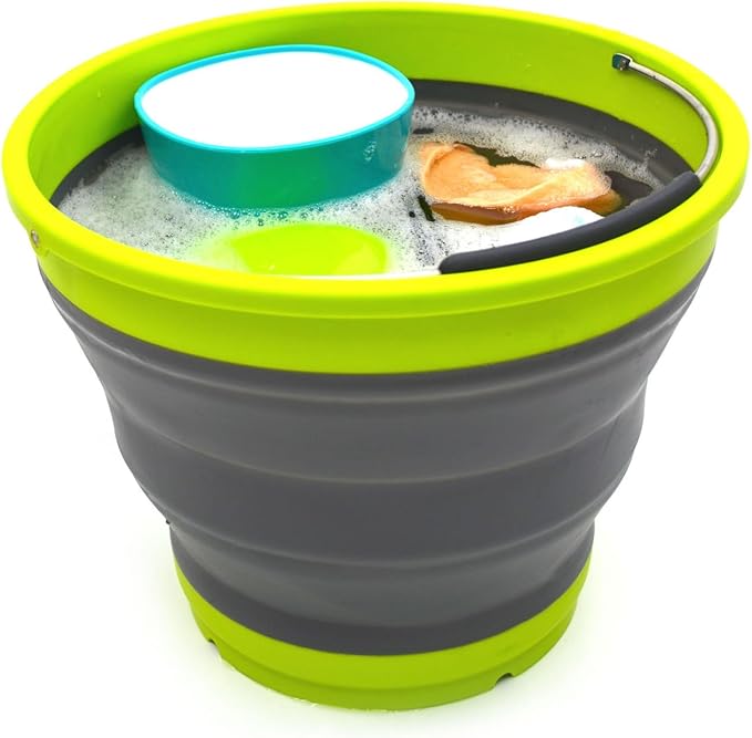 SAMMART 10L/2.6 Gallon Collapsible Plastic Bucket - Foldable Round Tub - Portable Fishing Water Pail - Space Saving Outdoor Waterpot, Size 31cm Dia (1, Dark Grey)