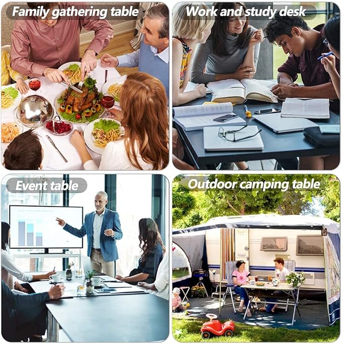FDW Folding Half Portable Foldable Table for Parties Backyard Events (White, 6 FT 70 * 29) (White, 6 FT)-NeatNest