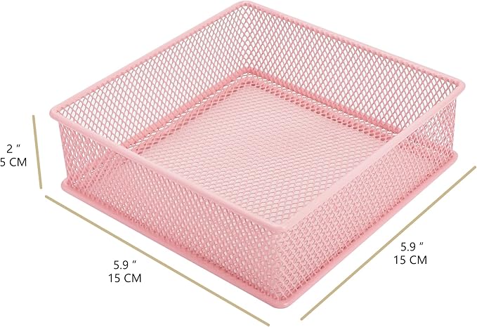 Annova Mesh Stackable Drawer Cabinet and Shelf Organizer Bins Storage Basket School Office Supply Holder Tray- Set of 2 (Light Pink, 6x6x2 Inch)-NeatNest