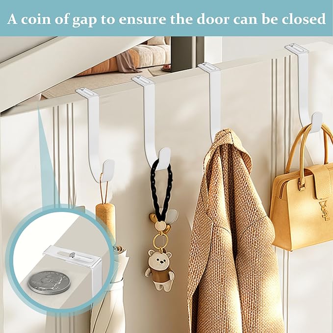 Adjustable Cubicle Hooks, Over The Door Hooks, Premium Metal Cubicle Door Hangers, Fit 1 3/8" to 3 1/2" Panels Heavy Duty Holder for Clothes, Towels, Hats, White, 5 Pcs
