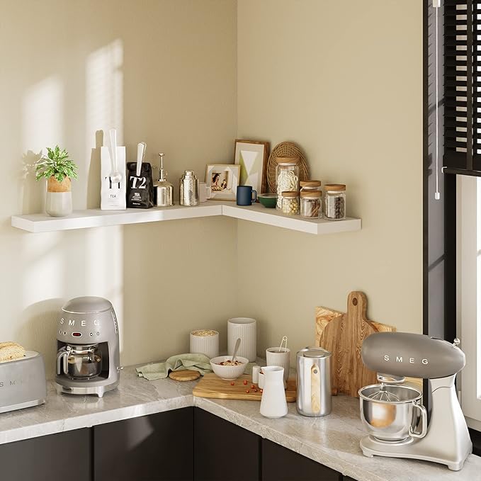 BAMEOS Floating Shelf,Wall Shelf,Decor Wall Mounted Shelves,Hanging Shelf Set for Bathroom Kitchen Living,Kitchen,Room Bedroom Storage (White, 47x9)-NeatNest