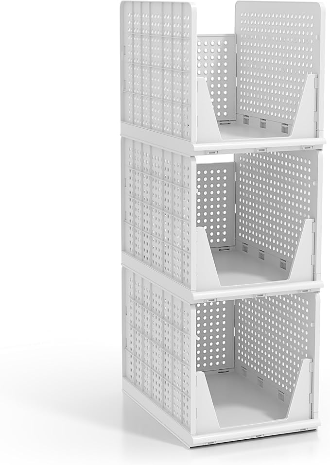 Sorbus Shelf Organizer - Closet Shelf Organizer for Clothes, Closet, Bathroom, Kitchen, Garage - Plastic Stackable Shelf Organizer Baskets - Open Front Design Under Shelf Organizer-NeatNest
