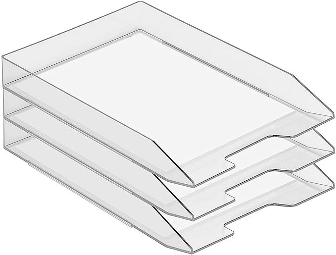 Acrimet Stackable Letter Tray Front Load, Letter Size, Plastic, Clear Crystal Color, 1 Unit-NeatNest