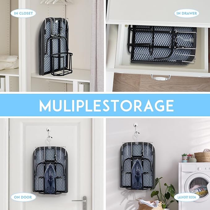 BiJun Small Ironing Board, Foldable Table Top Ompact Portable Mini Ironing Board w/Iron Rest, Set for Dorm Rooms, RVs, Travel Apartments Black-NeatNest