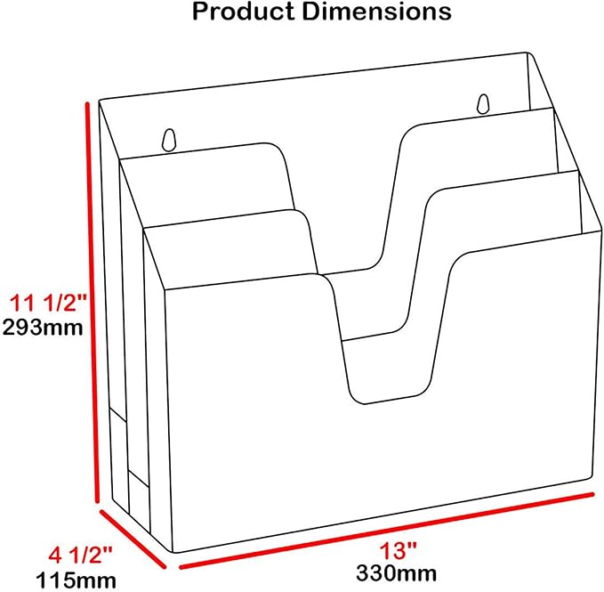 Acrimet Horizontal Triple File Folder Holder Organizer (Black Color)