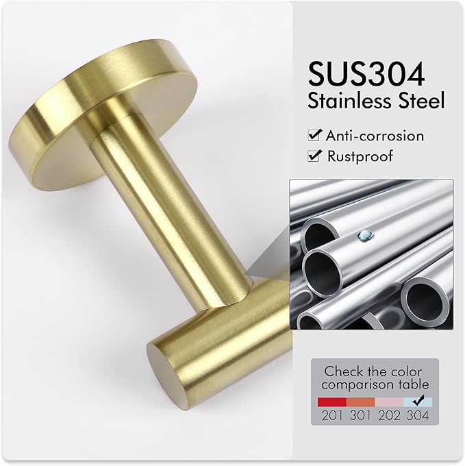 KES 25.2 Inches Towel Bar for Bathroom, Hand Towel Holder, Towel Bar Wall Mount, SUS304 Stainless Steel Brushed Gold, Total Length 27.6 Inch, A2000S70B-BZ