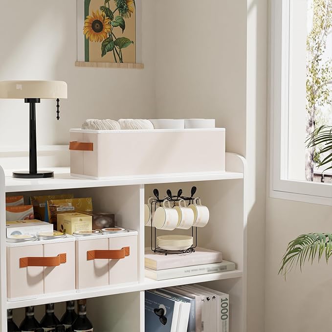 Fabric Storage Bins with Lids, Linen Foldable Clothes Boxes, Closet Organizer Containers with Double Handles, Baskets for Bedroom, Grey, 1 Pack, 14.96 x 6.1 x 5.11Inch-NeatNest