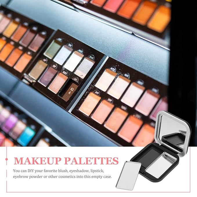 Beaupretty Empty Eyeshadow Palettes 2PCS Empty Eyeshadow DIY Lipstick Lip Balm Blusher Containers Refillable Makeup Storage Case Box with Mirror-NeatNest