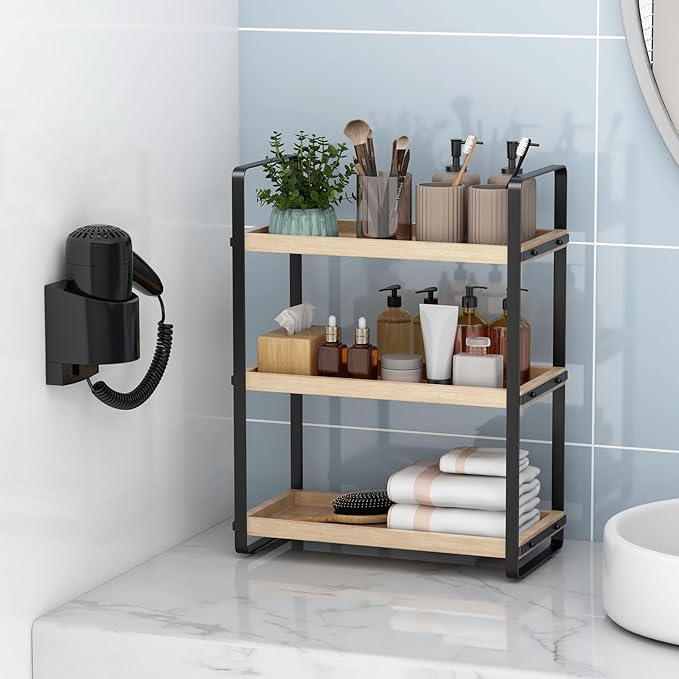 Bathroom Counter Organizer,Bathroom Countertop Organizer,Counter Shelf,Countertop Storage,Organization and Storage,Makeup Shelf,Sink Caddy(Burlywood 3 Tier)-NeatNest