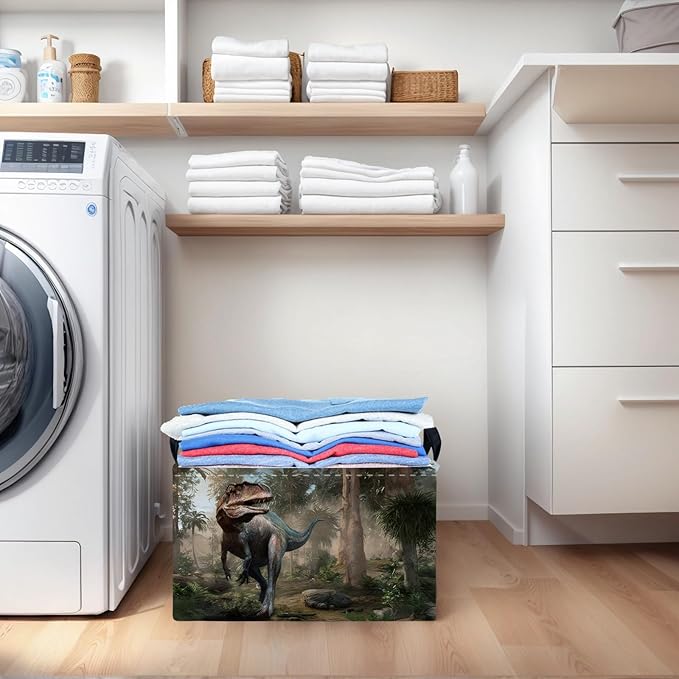 Cute 3D Dinosaur Kid Storage Basket Trendy Toy Box, Baby Laundry Hamper, & Clothes Organizer Fantastic Boy Gift & Nursery Bin for Modern Bedrooms (Tyrannosaurus Rex)-NeatNest