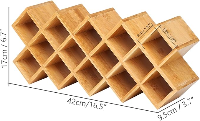 Criss-Cross 18-Jar Bamboo Countertop Spice Rack Organizer, Kitchen Cabinet Cupboard Wall Mount Door Spice Storage, Fit for Round and Square Spice Bottles, Free Standing for Counter, Cabinet or Drawers-NeatNest